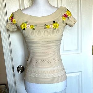 INC knit floral sweater